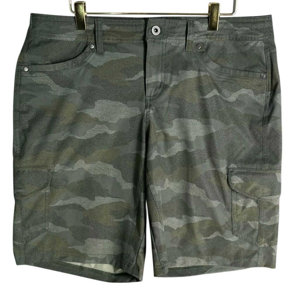 Kuhl Women's Size 12 Green Camo Shorts Freeflex Cargo Hiking Utility Outdoor